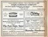 Pagel Clikeman Co., Dr. R.F. Schleicher, Olsen Ebann, The Fair Dept. Store, Skandia Hardware, Winnebago County 1930c